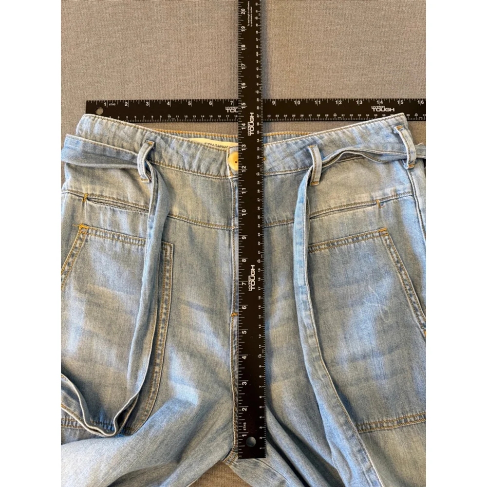 Anthropologie Pilcro high-rise, wide-leg, tie-waist jeans light blue SZ 28 - Picture 7 of 9